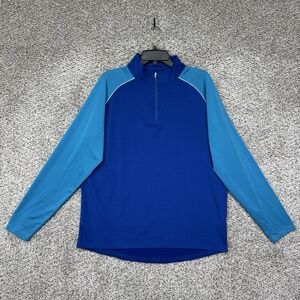 Peter Millar Perth Quarter Zip Pullover Mens Large Blue Performance Stretch Golf